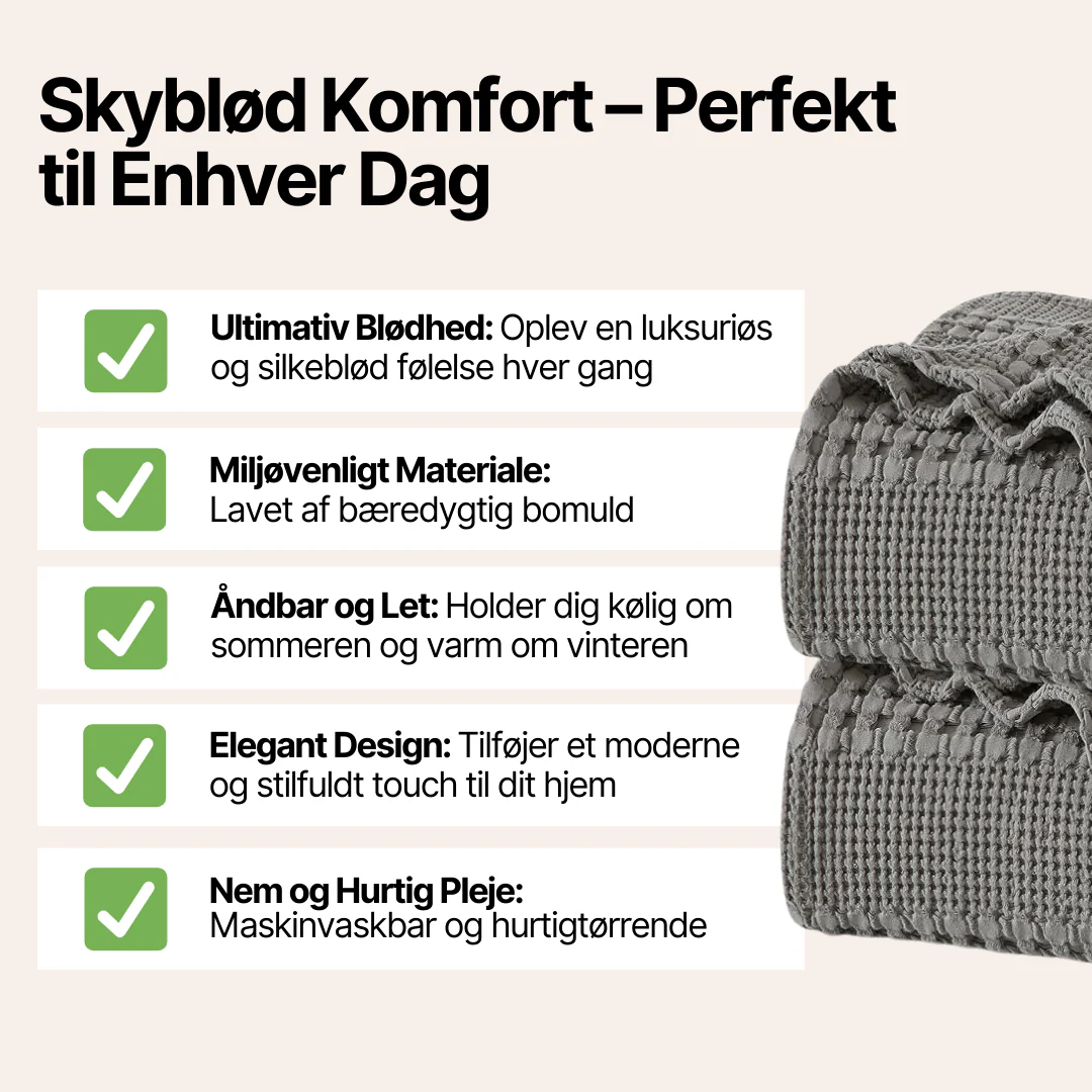 100% Bomuld Vaffelvævet Tæppe i King Size (200x230cm) - Image 3
