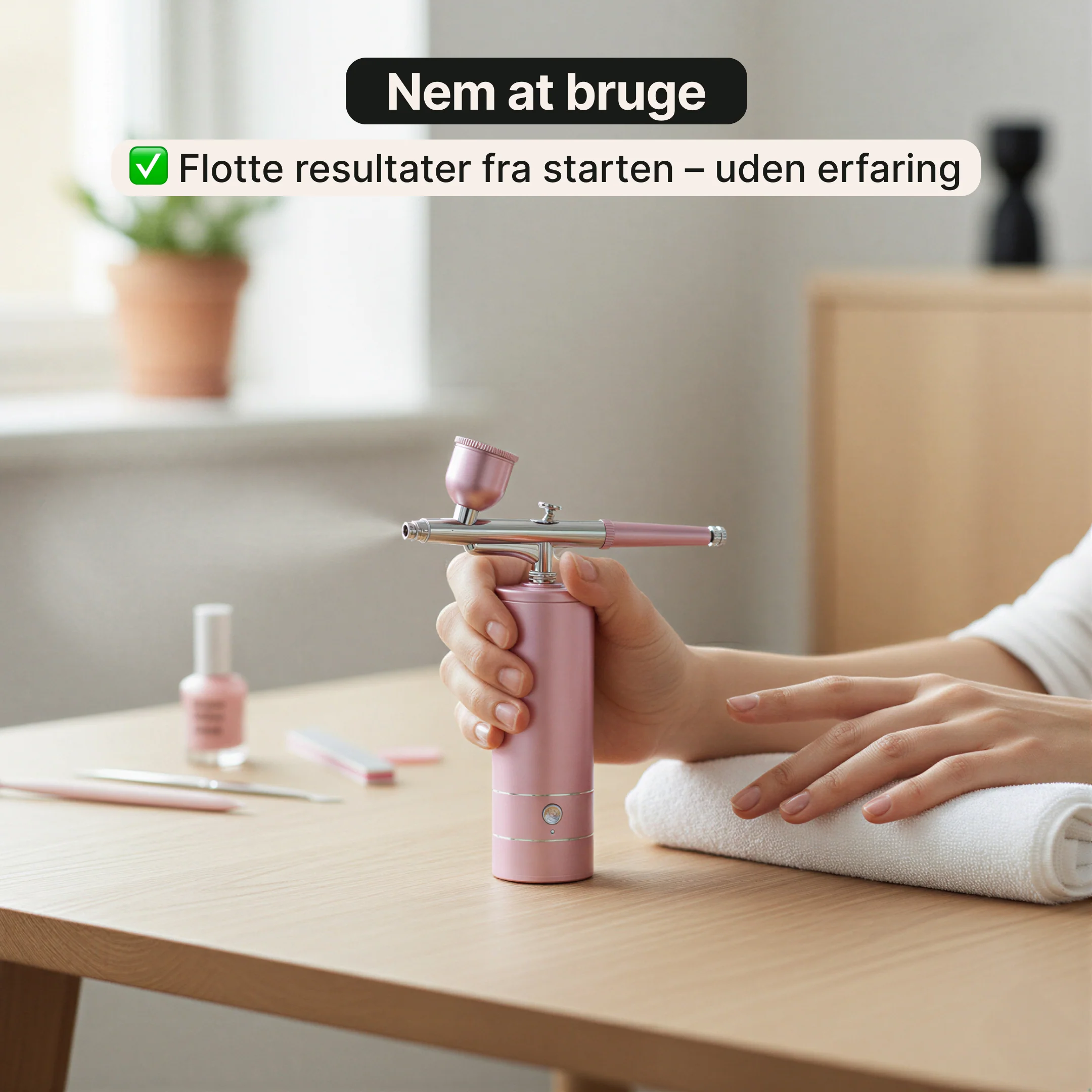 Airbrush – Bærbart kompressorsæt (Pulver, børste, dyse & luftrør medfølger) - Image 2