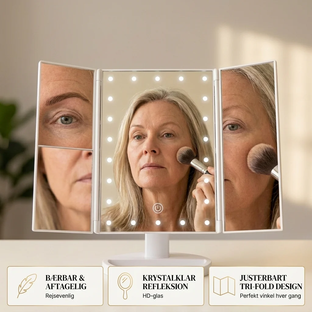 Genopladelig Makeup Spejl med LED-lys og 5x Forstørrelse - Image 7